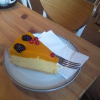 Mango cheesecake at Holy Cow in Edinburgh