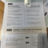 Menu  at Holy Cow in Edinburgh