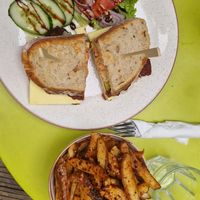 Ruben sandwich and hot fries (so many chilli flakes) at Holy Cow in Edinburgh