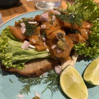 Carrot lox was tasty, but the bread at the bottom was a bit soggy   at Holy Cow in Edinburgh