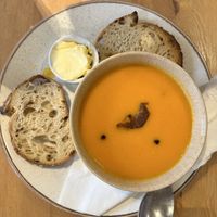 Carrot/ginger soup  at Holy Cow in Edinburgh