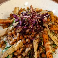 Went there twice and at the second time there ordered this zoodle (noodle made of courgette) and the quinoa bowl with veggies at Holy Cow in Edinburgh