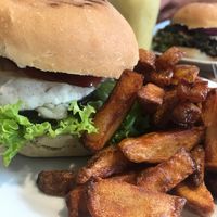 Delicious portobello burger   at Holy Cow in Edinburgh