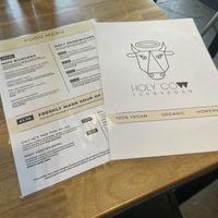 menu  at Holy Cow in Edinburgh