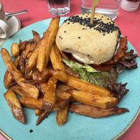 Pulled jackfruit burger  at Holy Cow in Edinburgh
