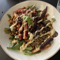 Buckwheat, beetroot, parsnip, crispy chickpeas etc    at Holy Cow in Edinburgh