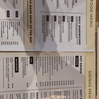 Menus at Holy Cow in Edinburgh