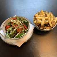 OG vegan delicacy - chips & salad (both GF)  at Holy Cow in Edinburgh