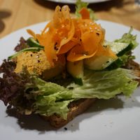 Ethiopian Hummus sandwich on buckwheat bread at Holy Cow in Edinburgh