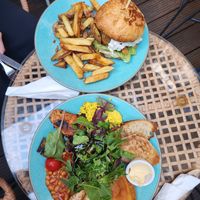 oyster burger and vegan breakfast at Holy Cow in Edinburgh
