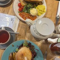 Vegan breakfast and tofu burger  at Holy Cow in Edinburgh