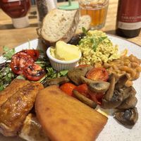 Full English served all day! With Darjeeling kombucha   at Holy Cow in Edinburgh