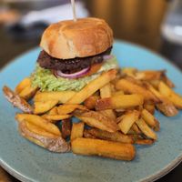 Bbq bean & soya burger at Holy Cow in Edinburgh