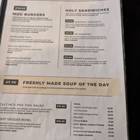Menu at Holy Cow in Edinburgh