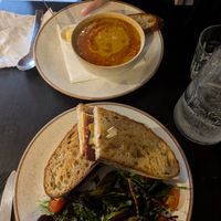 Reuben sandwich and lentil soup at Holy Cow in Edinburgh
