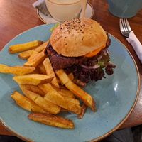 Burger and chips at Holy Cow in Edinburgh