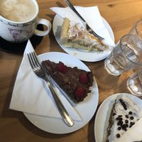 The pumpkin cake, the chocolate and the banana/peanut butter cake at Holy Cow in Edinburgh