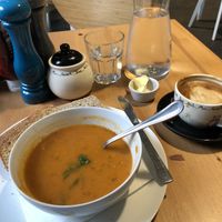 Fabulous as usual. Beat the cold weather with this fab soup, coffee and cake! Still open despite the Road works! Thank you for persevering. Great vegan food again x at Holy Cow in Edinburgh
