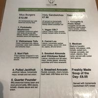 Sept 2020 menu  at Holy Cow in Edinburgh