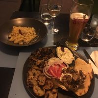Mushroom gyros // Mushroom penne with truffle oil at Lime Bistro in Athens