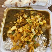 Three Vegetables w/ Rice and Naan, no butter   #Veganuary at Flavors of India in Columbus