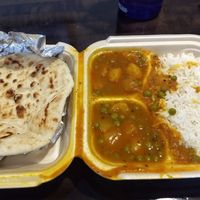 Aloo mutter with vegan naan at Flavors of India in Columbus
