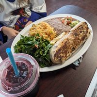 Burrito and hibiscus tea. at Tumerico in Tucson