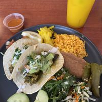 Taco plate and turmeric lemonade   at Tumerico in Tucson
