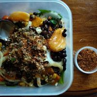 The Link Salad with the owner's special seasoning at The Link Food Farmacy in Pai