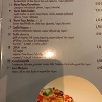 Vegane Karte at Tapas & Co in Marburg