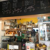 Love Me Cru counter and menu at Love Me Cru in Paris