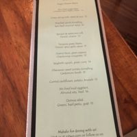 vegan menu  at JO2 in Kapaa
