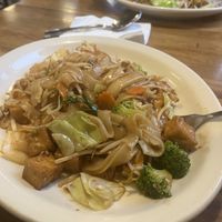 Drunken noodles— plenty if you’re huuungry, or enough to share!   at MyThai in Anchorage