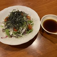 Mizuna and soba salad at Shibata Restaurant in Myoko