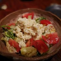 salad with smashed potatoes- my favorite dish at Megumi in Osaka