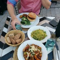 I had vegan tajine and vegan couscous to share. They always serve you bread with your meal at NOMAD in Marrakech