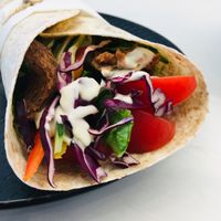 Wrap with fresh salad, kale pesto, vegan mayo & mushroom protein at The Origin in Christchurch