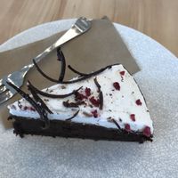 Vegan chocolate cake at The Origin in Christchurch