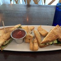 Flame grilled tofu sandwich with yucca fries    at Citizen Eatery in Austin