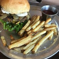 Hatch Chili Burger with Fries at Citizen Eatery in Austin