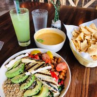 Power Bowl, Cucumber Mocktail, Queso & Chips at Citizen Eatery in Austin