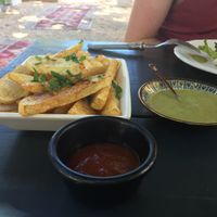 Wedges and sauces  at Pasha Turkish & Arabic Cuisine in Tulum