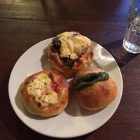 Assortment of bread, all very delicious (the green one was my favourite)  at Apelila in Kyoto