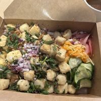 tofu bowl with sauce on the side   at Ekiben - Eastern Ave in Baltimore