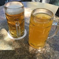 Bière locale et maracuja juice (fruit de la passion) at Kraftraum in Bayreuth