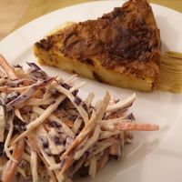Potato pie with coleslaw at Un'Altra Idea in Bologna
