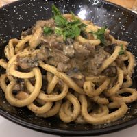 Lovely cashewnut Pasta with mushrooms at Un'Altra Idea in Bologna