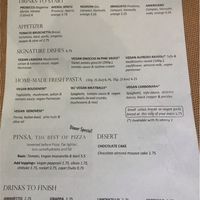 Vegan menu  at La Pasta in Siem Reap