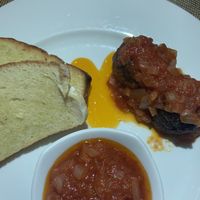 Vegan meatballs and garlic bread at La Pasta in Siem Reap