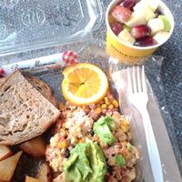 Southwest tofu scramble with no cheese and a fruit cup at DEN - Modern Market - TC in Denver